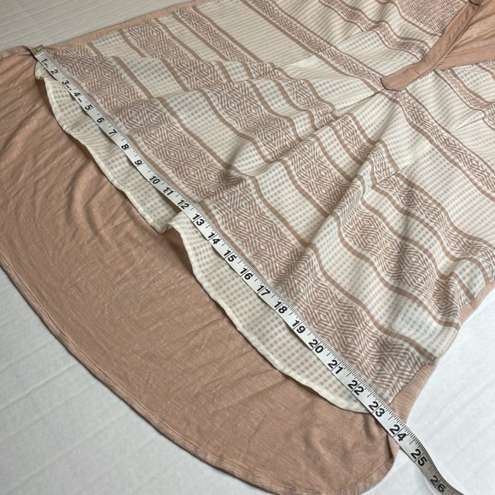 Anthropologie Postmark Split Neck Hi-Low Tank Top Tan and Cream Stripe Size L - Picture 8 of 10